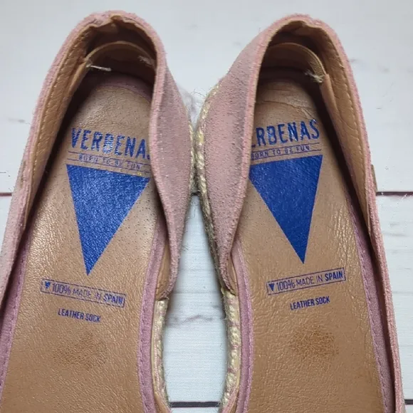 Verbenas Cruz Suede Blush Pink Flat Espadrille Sandal Made in Spain Women's 10.5
