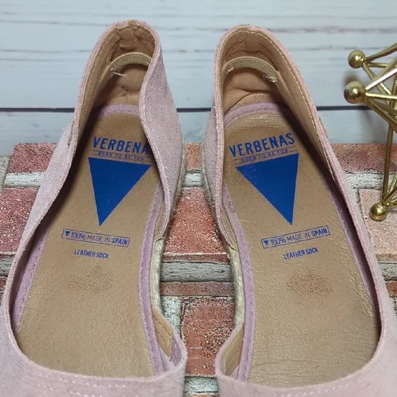 Verbenas Cruz Suede Blush Pink Flat Espadrille Sandal Made in Spain Women's 10.5