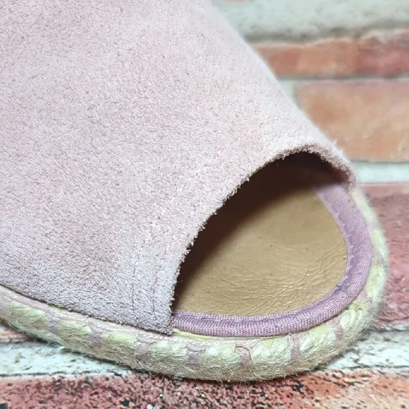 Verbenas Cruz Suede Blush Pink Flat Espadrille Sandal Made in Spain Women's 10.5