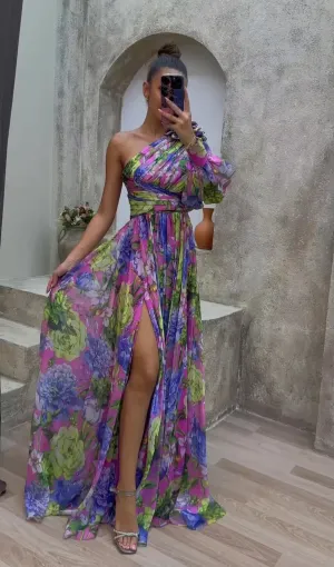 Verona One-Shoulder Floral Maxi Dress