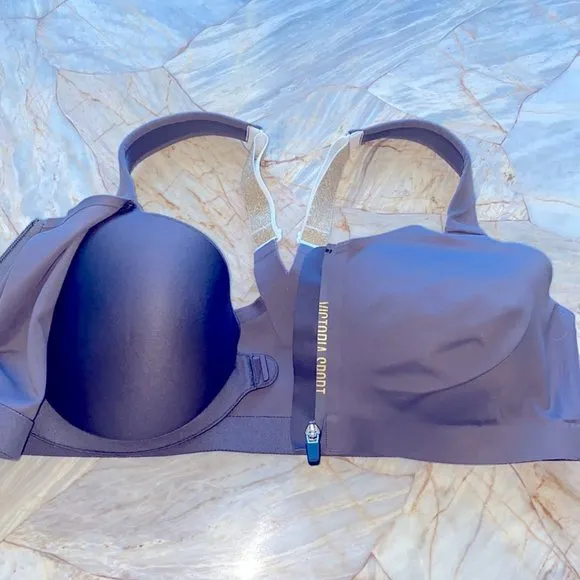 Victoria Secret 38C Grey KNOCKOUT ULTRA MAX SPORT BRA FRONT ZIP