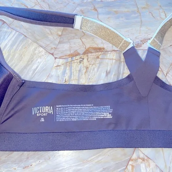 Victoria Secret 38C Grey KNOCKOUT ULTRA MAX SPORT BRA FRONT ZIP