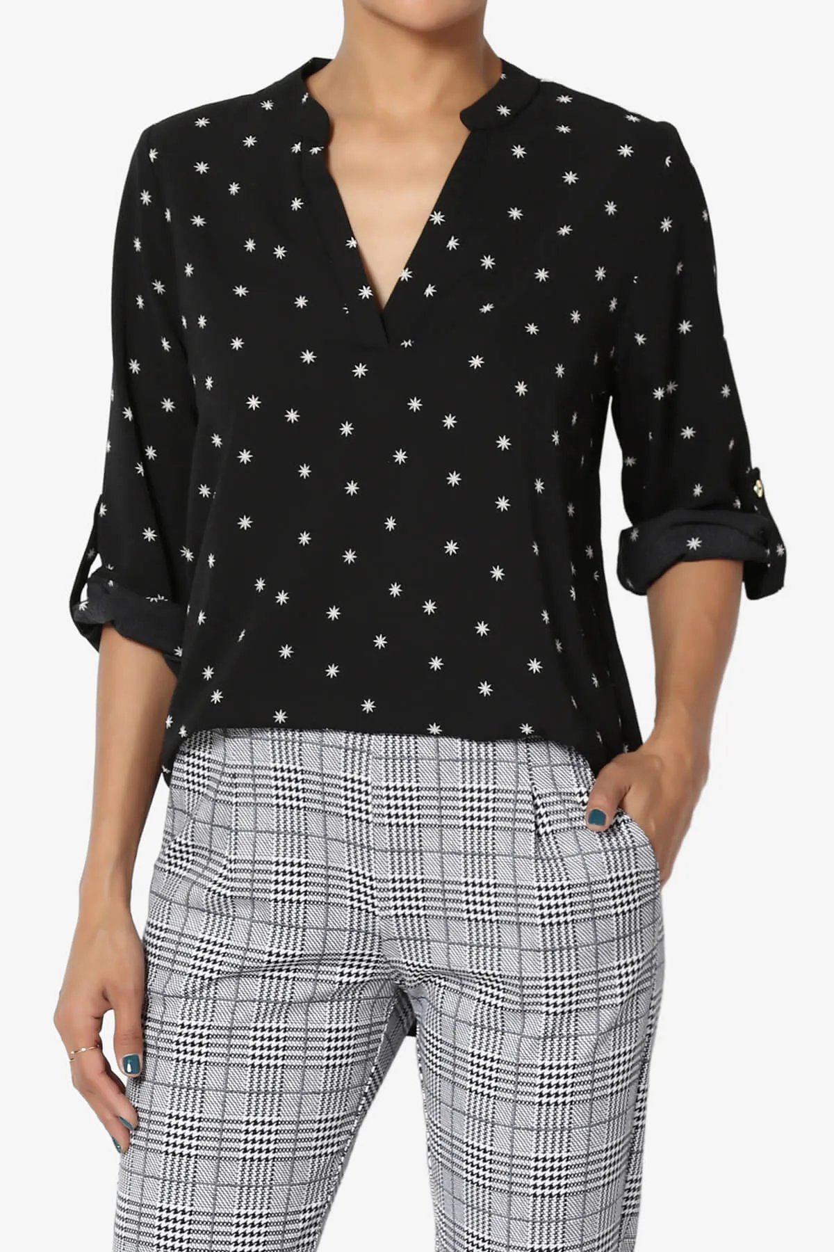 Victoria Snowflake Split Neck Blouse
