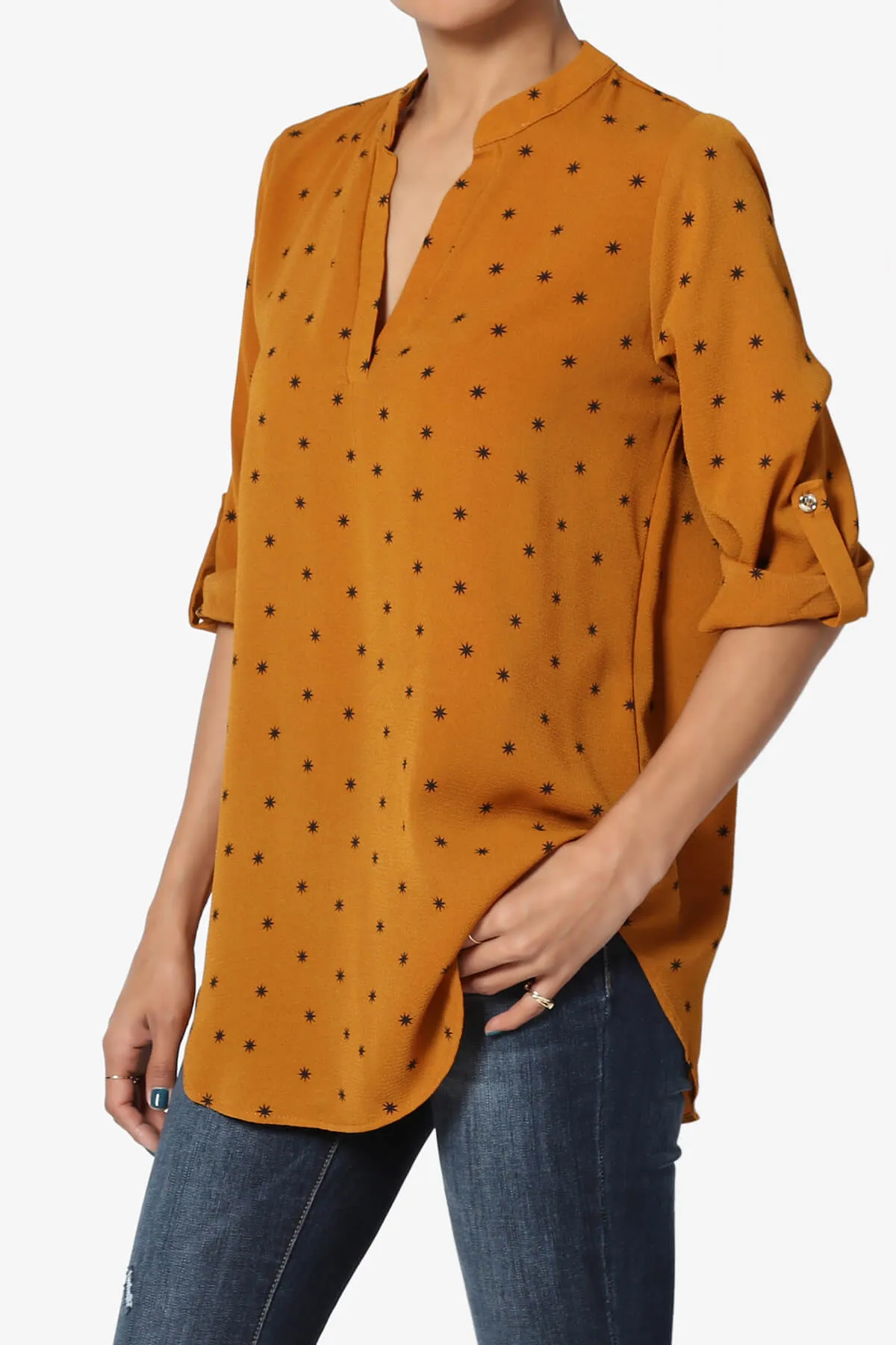 Victoria Snowflake Split Neck Blouse