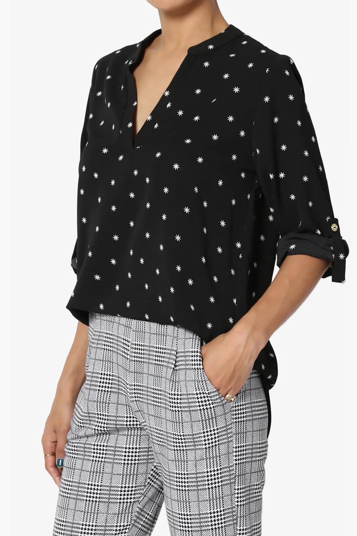 Victoria Snowflake Split Neck Blouse