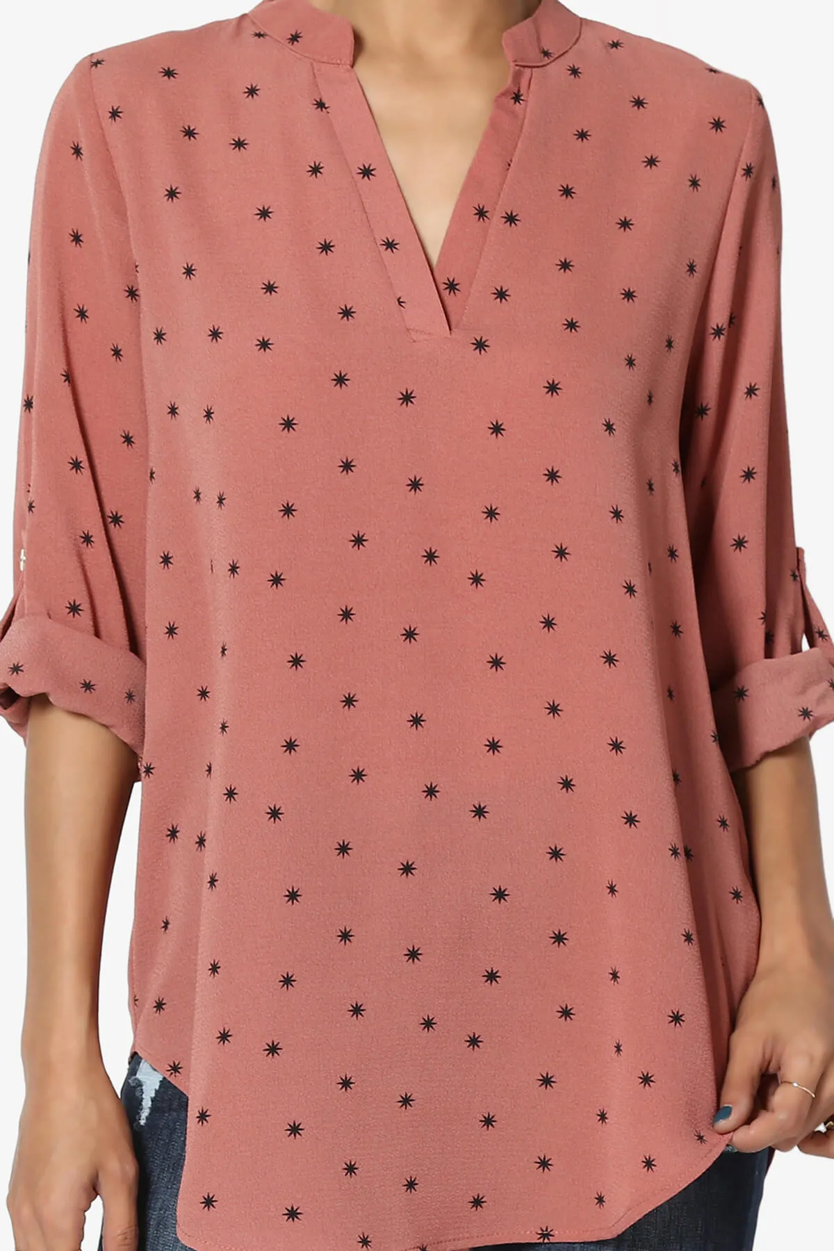 Victoria Snowflake Split Neck Blouse
