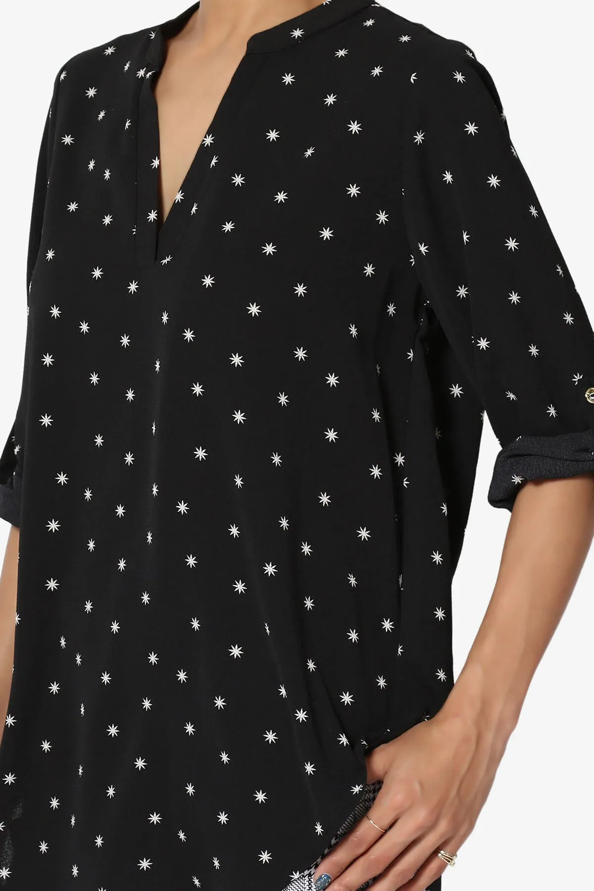 Victoria Snowflake Split Neck Blouse