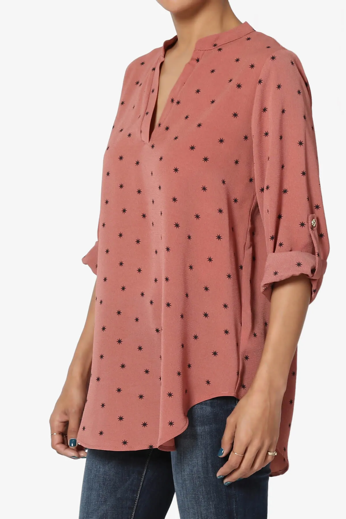 Victoria Snowflake Split Neck Blouse