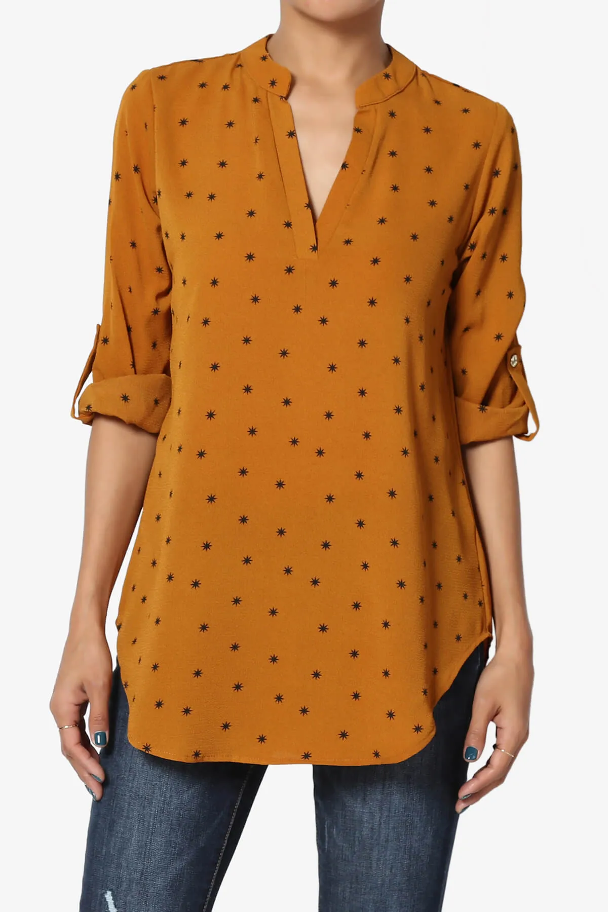 Victoria Snowflake Split Neck Blouse