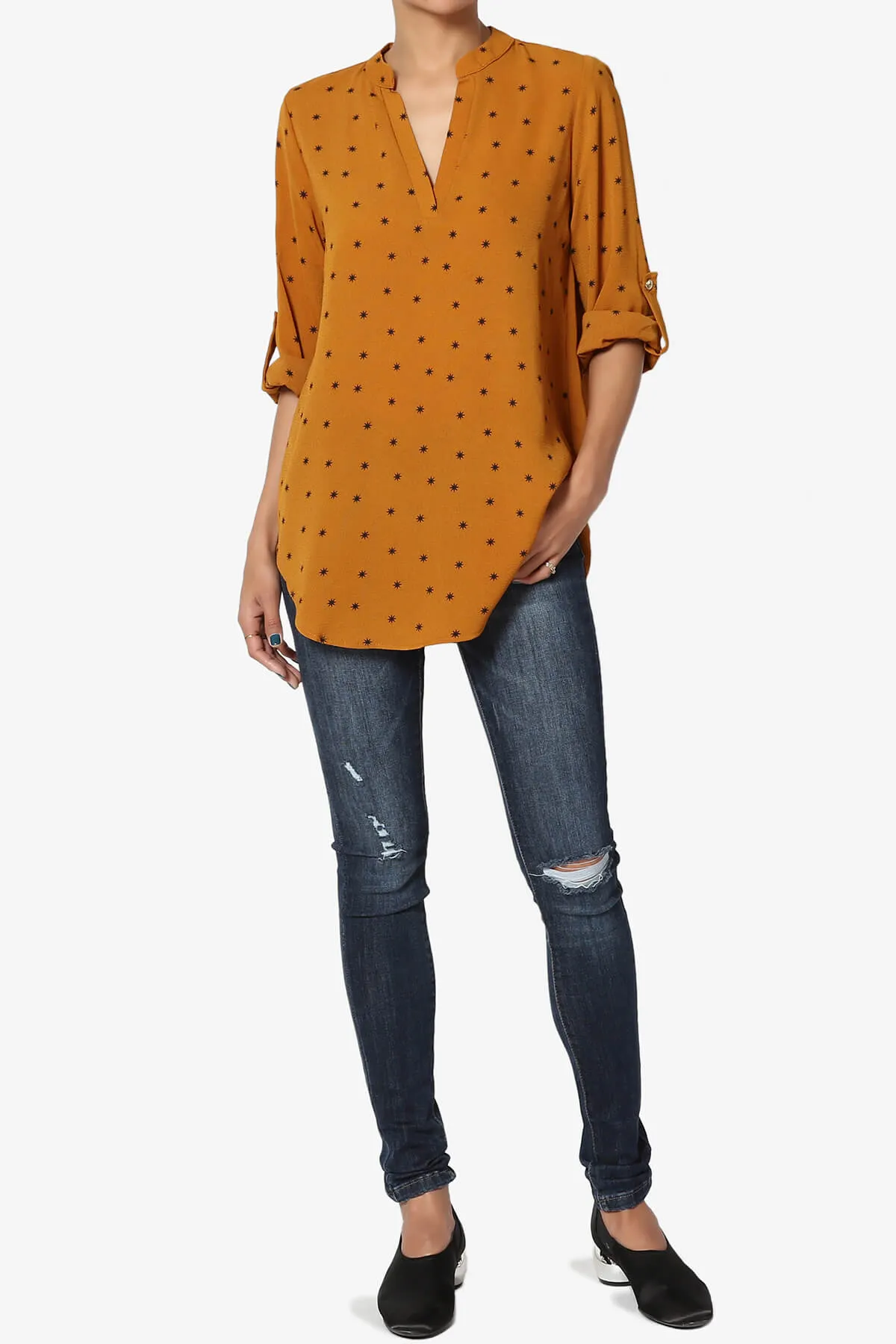 Victoria Snowflake Split Neck Blouse