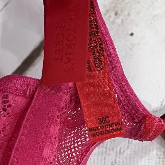 Victorias Secret Lace Bra Garter Slip Dress 36C Y2K Red Pink Lingerie Chemise