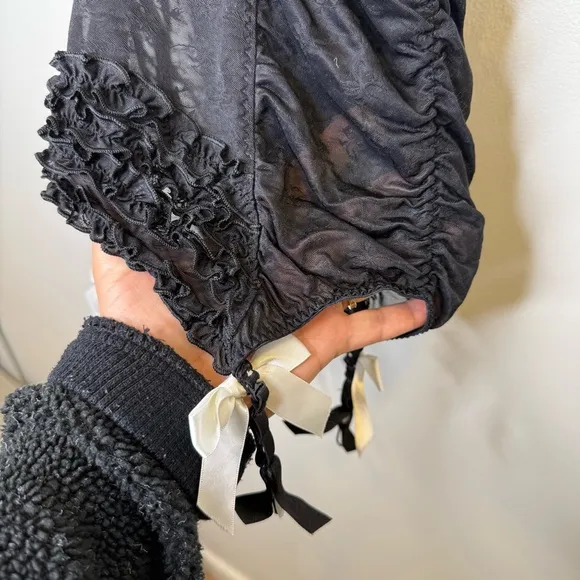 Victoria’s Secret Sexy Little Things Chemise Black Ruffles Ruched Lace Size 34B