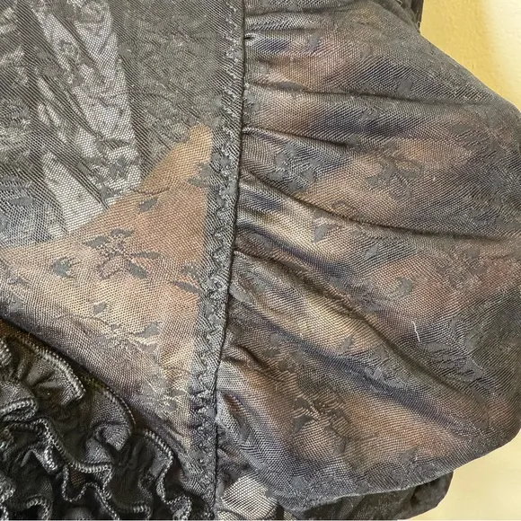 Victoria’s Secret Sexy Little Things Chemise Black Ruffles Ruched Lace Size 34B