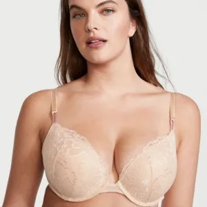 Victoria's Secret Sexy Tee Posey Lace Push Up Bra Nude 42D Padded Convertable