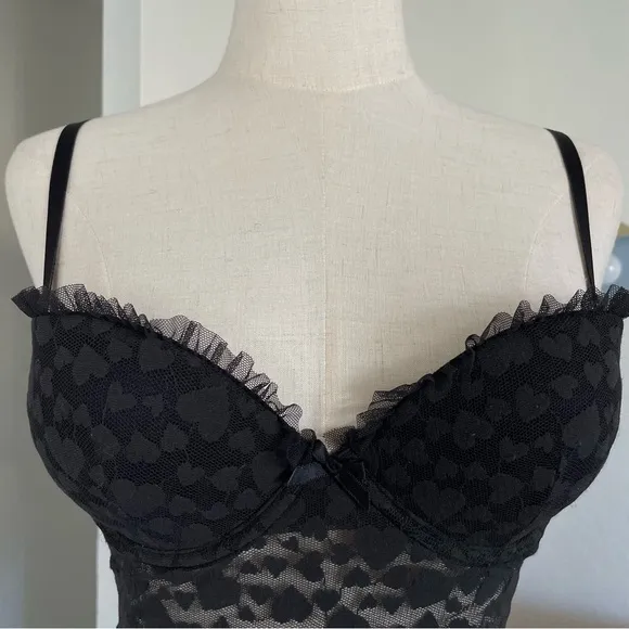 Victoria's Secret The Lacie Hearts Lace Coquette Baby Doll Slip Chemise