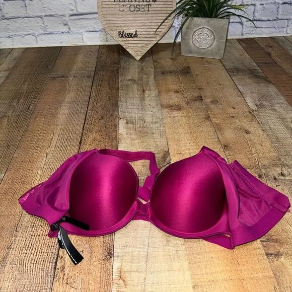 Victorias Secret KNOCKOUT Front Close Sports Bra Magenta Pink Max Support 34DD