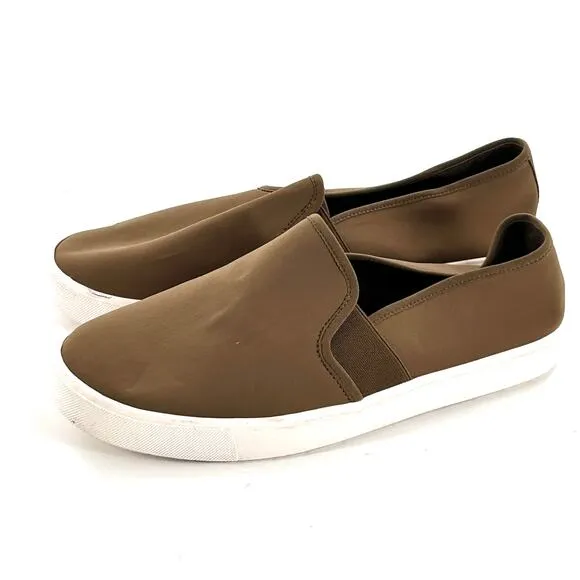 Vince Blair Slip On Sneaker 9.5 NWOT Deep Olive Tan Brown Comfort Womens