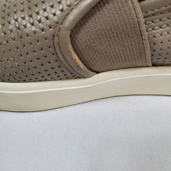Vince Blair Perforated Leather Slip-on Sneakers in Beige - Size 8.5