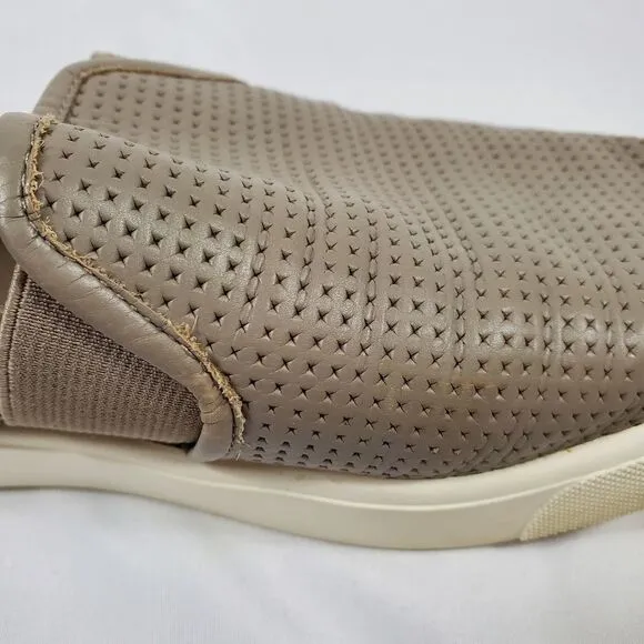 Vince Blair Perforated Leather Slip-on Sneakers in Beige - Size 8.5