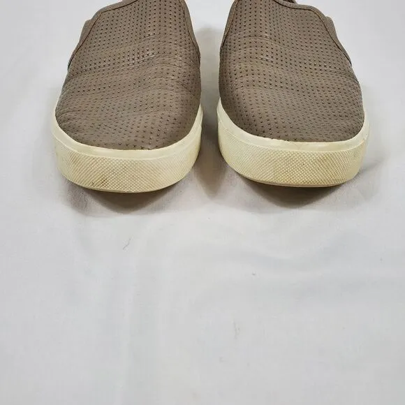 Vince Blair Perforated Leather Slip-on Sneakers in Beige - Size 8.5