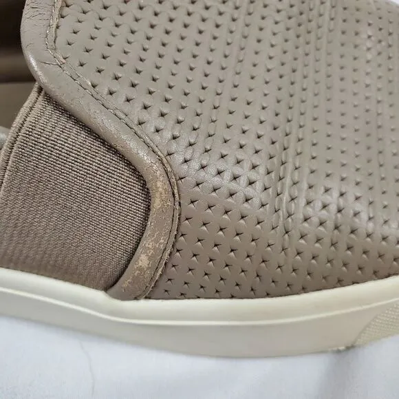 Vince Blair Perforated Leather Slip-on Sneakers in Beige - Size 8.5