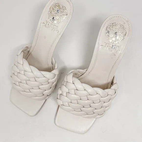 Vince Camuto Creamy White Leather Brinela Braided Mule, NEW, Size 5.5, MSRP $89