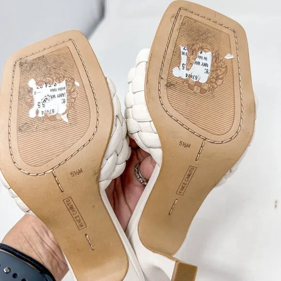 Vince Camuto Creamy White Leather Brinela Braided Mule, NEW, Size 5.5, MSRP $89