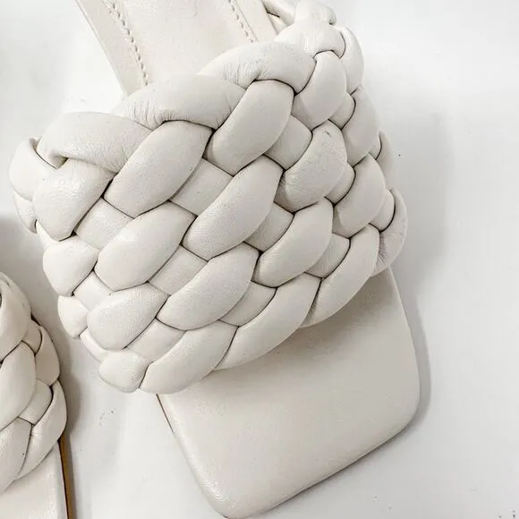 Vince Camuto Creamy White Leather Brinela Braided Mule, NEW, Size 5.5, MSRP $89