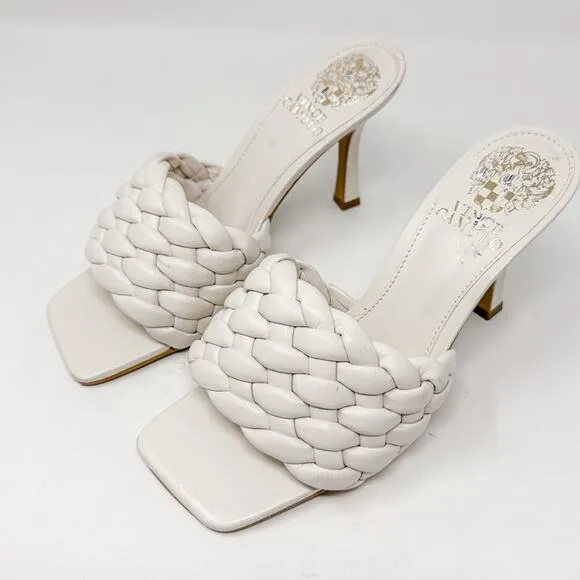 Vince Camuto Creamy White Leather Brinela Braided Mule, NEW, Size 5.5, MSRP $89