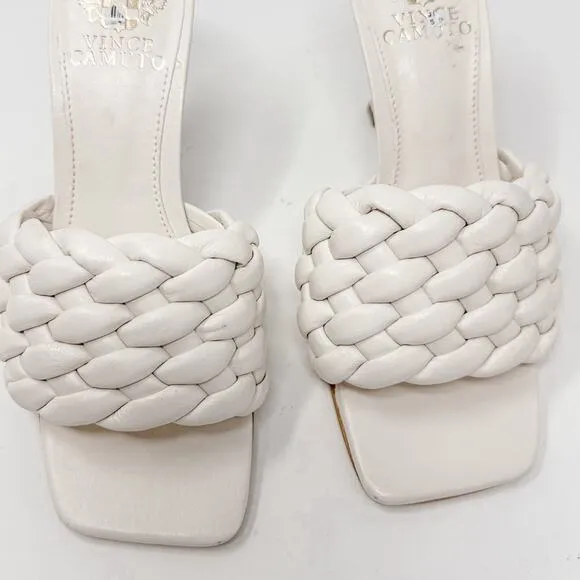 Vince Camuto Creamy White Leather Brinela Braided Mule, NEW, Size 5.5, MSRP $89