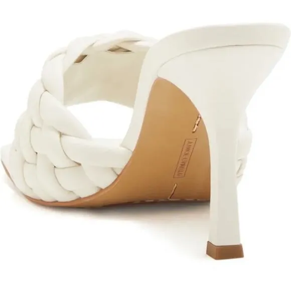 Vince Camuto Creamy White Leather Brinela Braided Mule, NEW, Size 5.5, MSRP $89