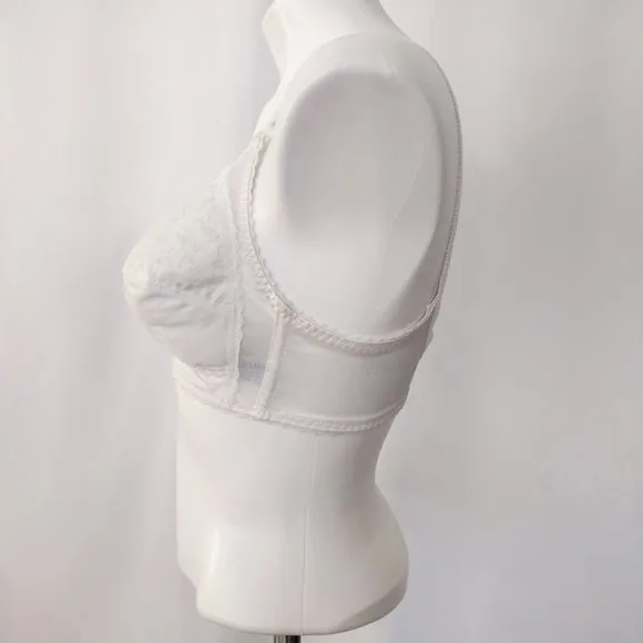 Vintage 1980s White Lace Wire Free Bullet Bra NEW
