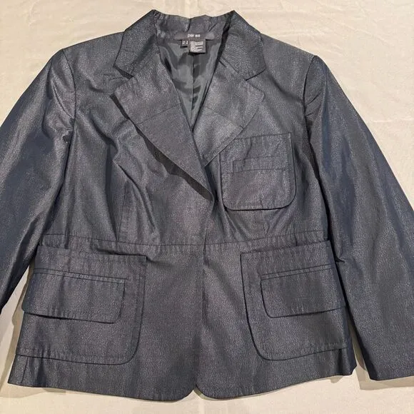 Vintage Per Se by Carlisle blue metallic blazer 3/4 sleeve women’s 8 y2k glam