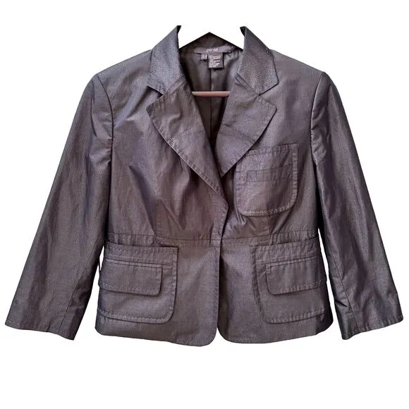 Vintage Per Se by Carlisle blue metallic blazer 3/4 sleeve women’s 8 y2k glam