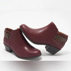 Vionic Millie Burgundy Leather Ankle Boot With Buckle Like New Condition Sz 9.5