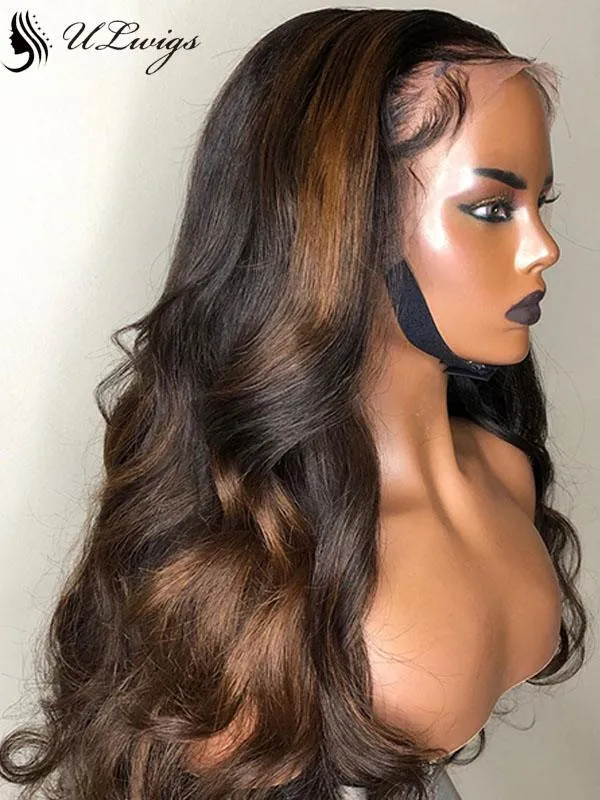 Virgin Hair Mix Color Body Wave Thick Lace Front Wigs ULWIGS109