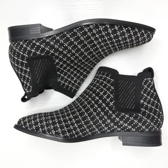 Vivaia Ryan Pro Chelsea Ankle Boots Womens EU 38 US 7 7.5 Black Tweed Square Toe