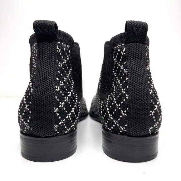 Vivaia Ryan Pro Chelsea Ankle Boots Womens EU 38 US 7 7.5 Black Tweed Square Toe