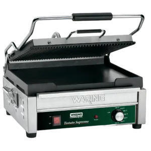 WDG250 Dual Combination Grill - Ribbed Top Plate, Flat Bottom Plate - Large Panini Grill by Waring Commercial