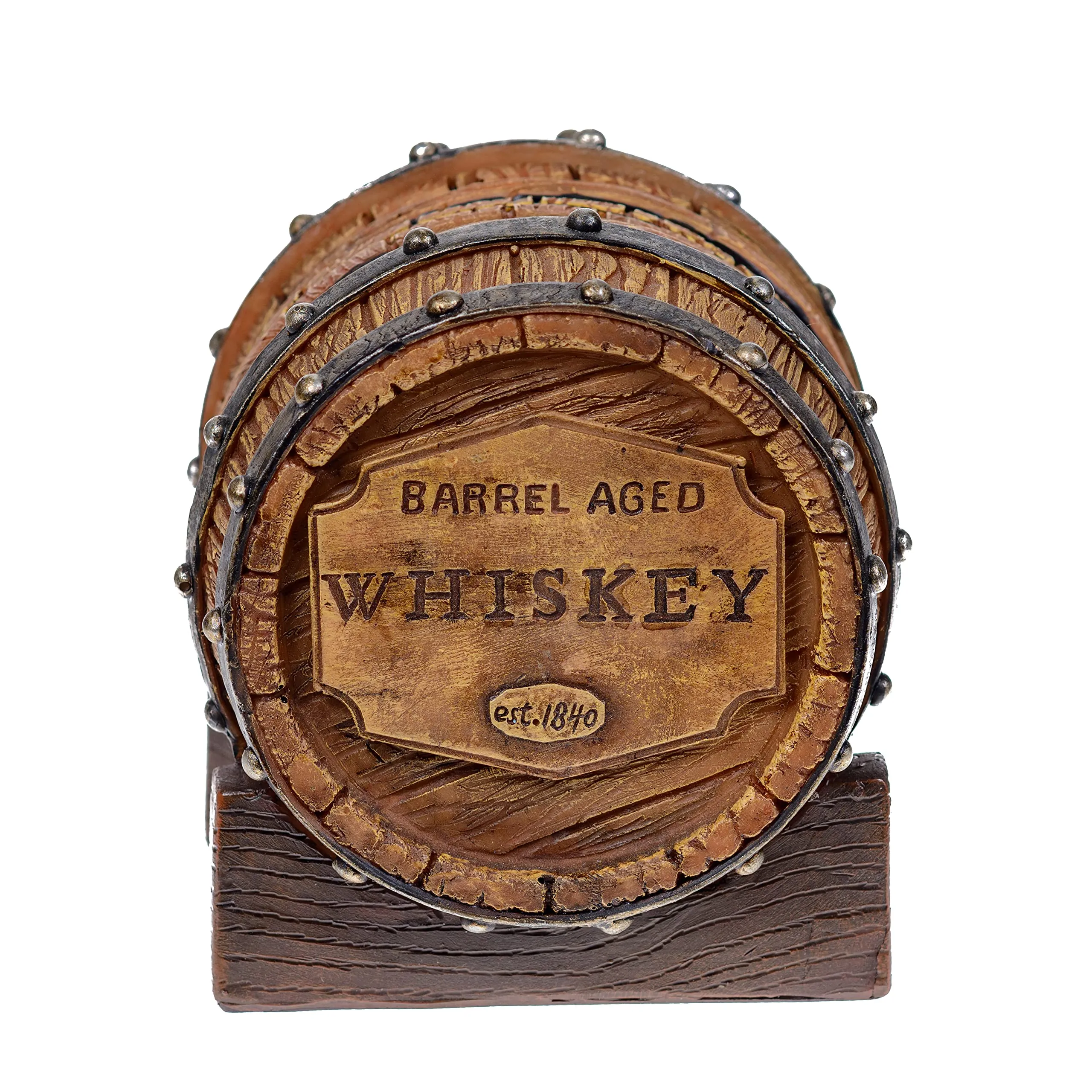 WHISKEY BARREL DRINK COASTER WITH HOLDER - BARREL AGED WHISKEY