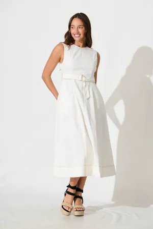 White Cotton Midi Dress - Doris Style