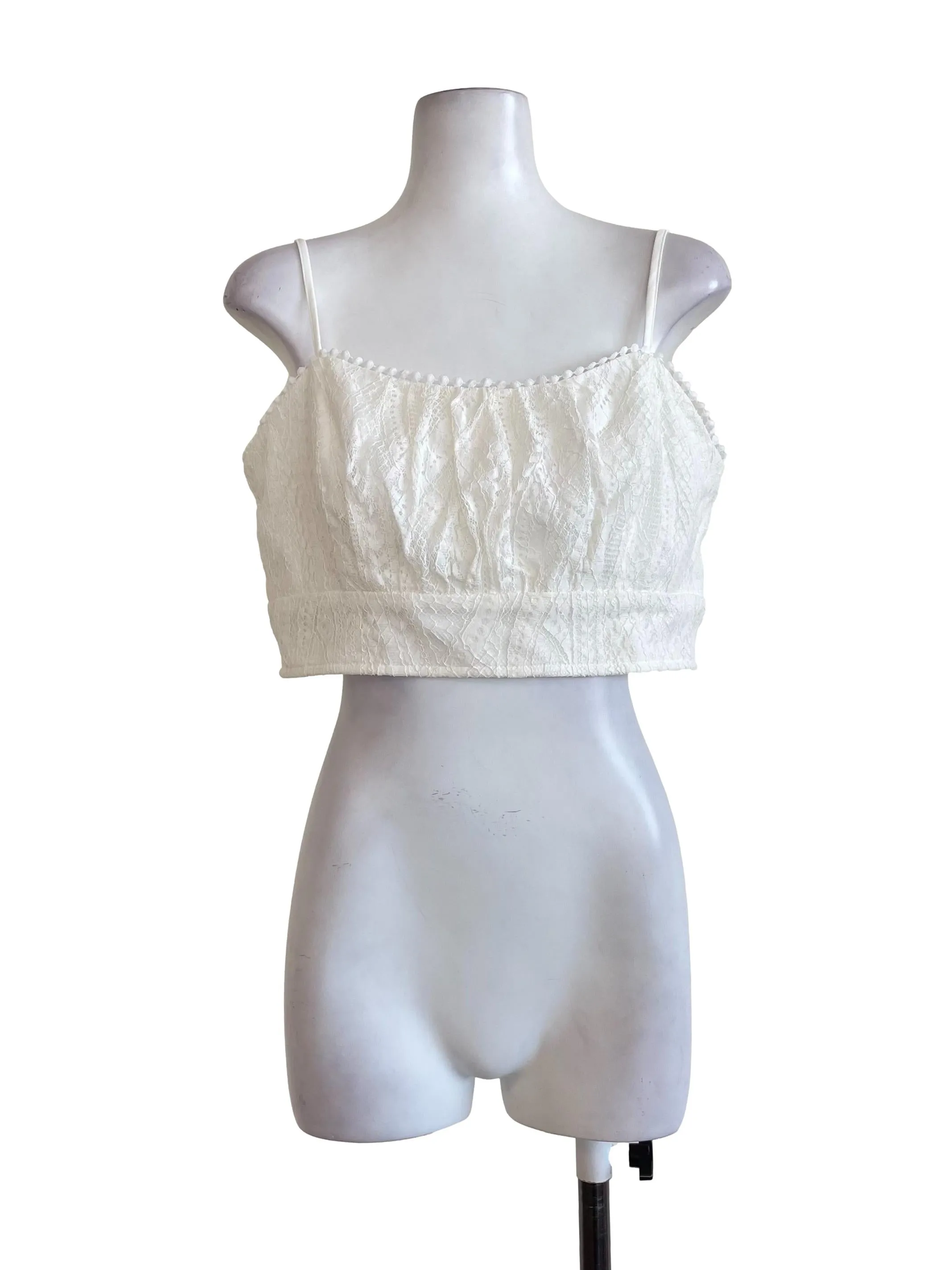 White Lace Sweetheart Top