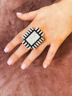 White Oversized Adjustable Ring