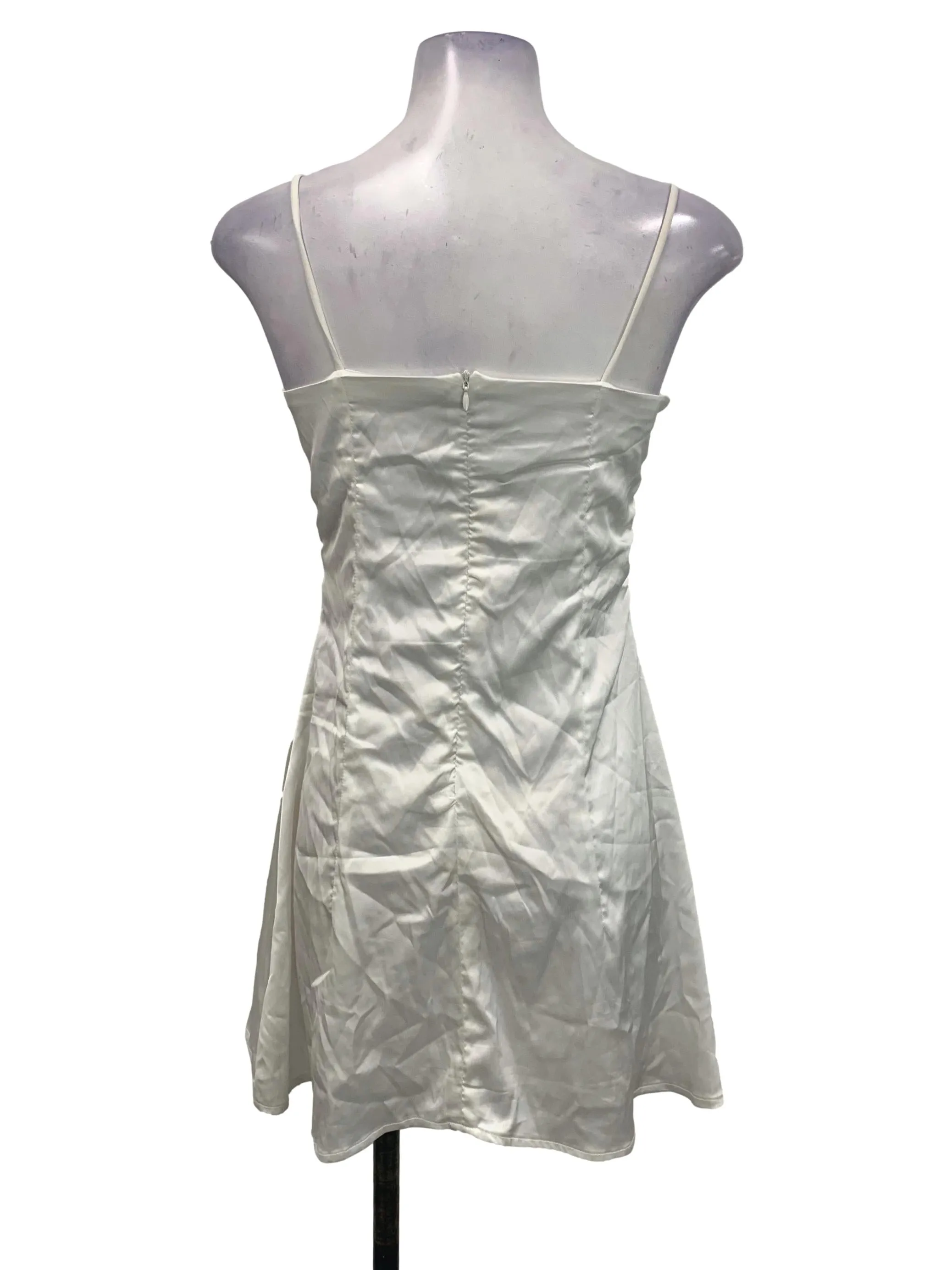 White Satin Lace Slip Mini Dress