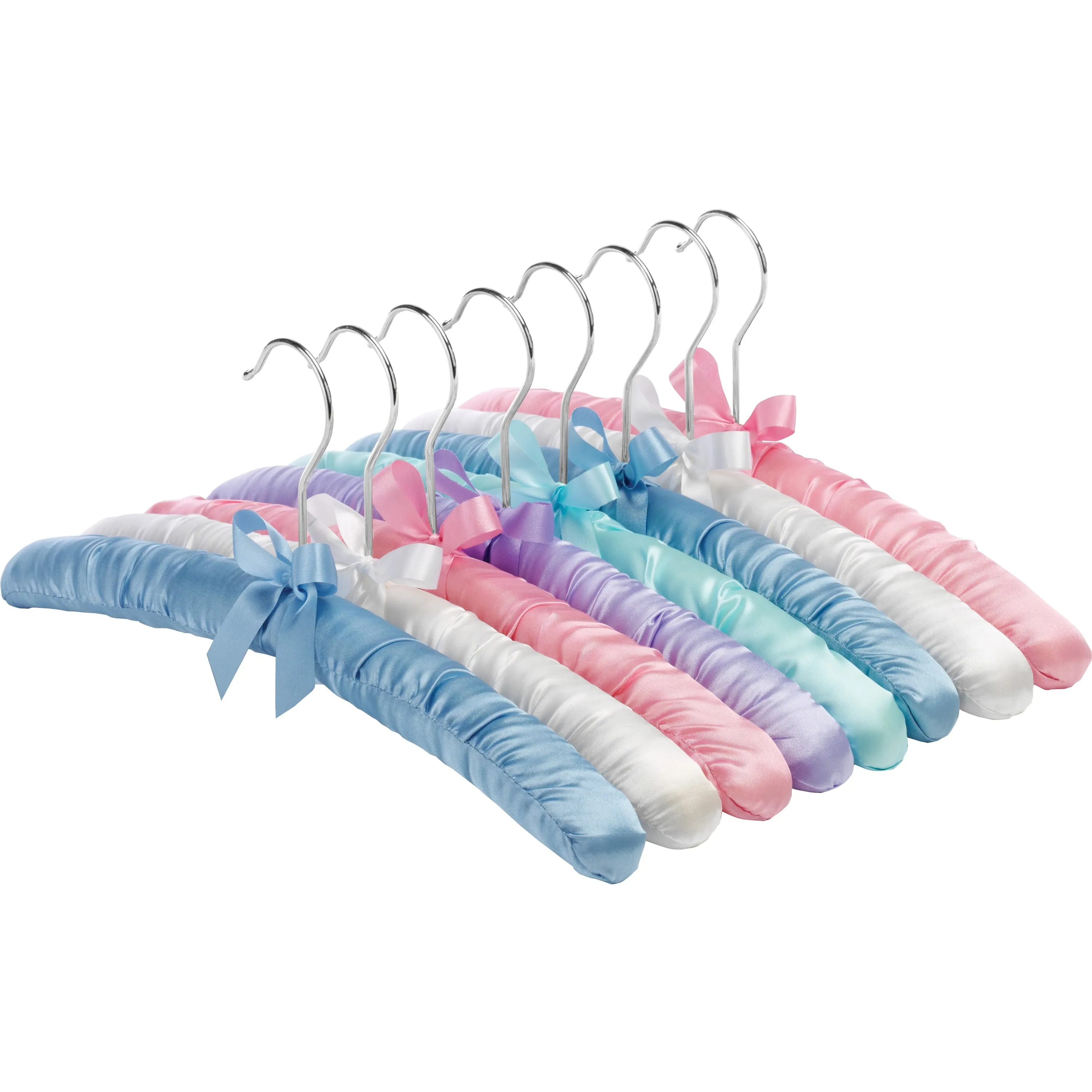 Whitmor Anti-Slip Satin Padded Metal and Fabric Clothing Hangers, (8 Pack)