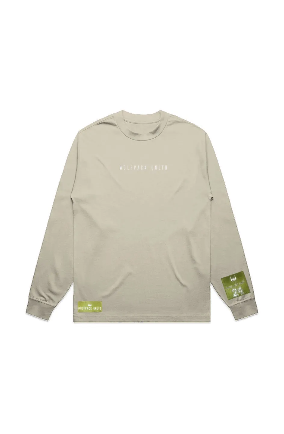 WOLFPACK UNLTD "BOLD STATEMENT" HEAVYWEIGHT OVERSIZED L/S TEXT LOGO | BUTTER BEIGE