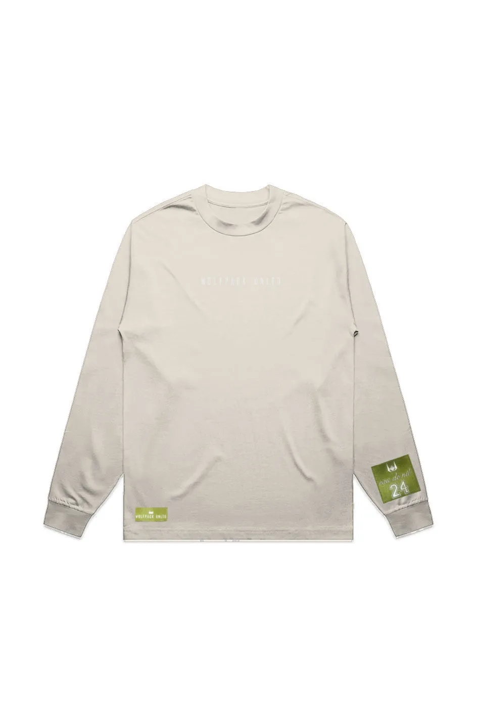 WOLFPACK UNLTD "BOLD STATEMENT" HEAVYWEIGHT OVERSIZED L/S TEXT LOGO | ECRU BEIGE