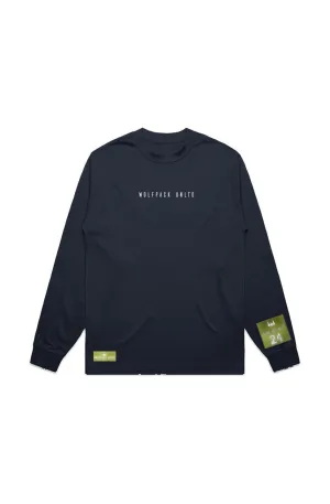 WOLFPACK UNLTD "BOLD STATEMENT" HEAVYWEIGHT OVERSIZED L/S TEXT LOGO | NAVY BLUE