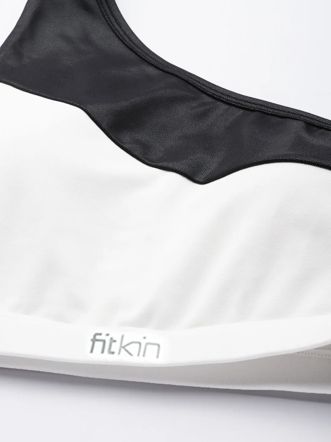 Women Black & White One shoulder Colourblocked Bra