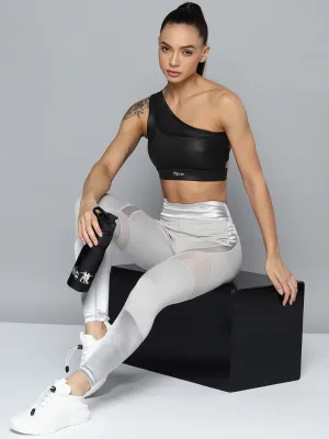 Women Black One Shoulder Sports Bra